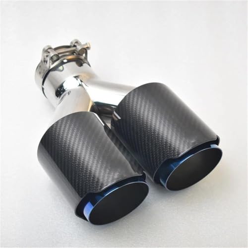 Tubo de escape doble salida universal para coche con punta silenciador de carbono azul
