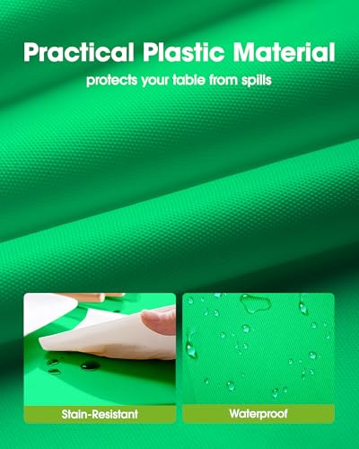 Image of Pureegg Plastic Table Cloth Disposable 8 Pack, 54 x 108 Inch Table Cloths, St Patricks Day, Christmas Decorations, Tablecloths, Rectangle, Forest, Emerald, Plastic Cover, Leakproof & Sturdy, Green