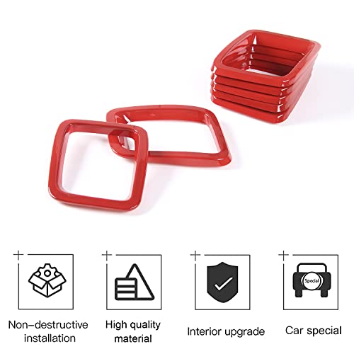 Image of CheroCar Grille Inserts ABS Front Grill Cover Guard Exterior Accessories for Jeep Compass 2017-2020, Red