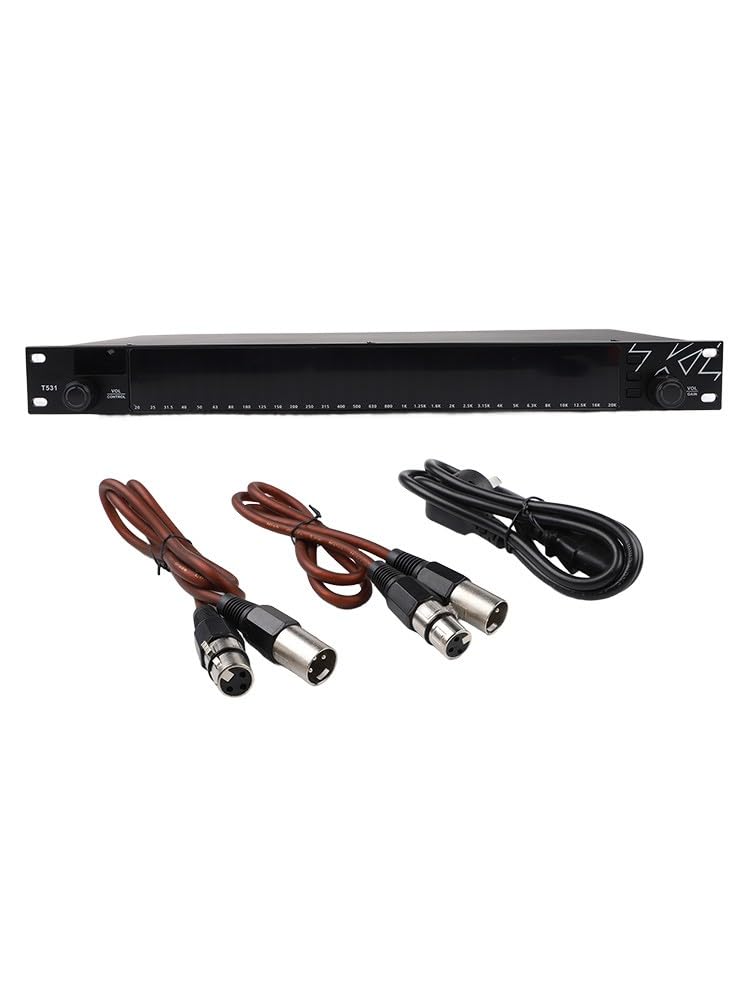 Equalizzatore grafico a 31 bande a doppio canale con analizzatore di spettro LED, 10 modalità preimpostate, funzione bypass, unità rack in metallo 1U Home Audio