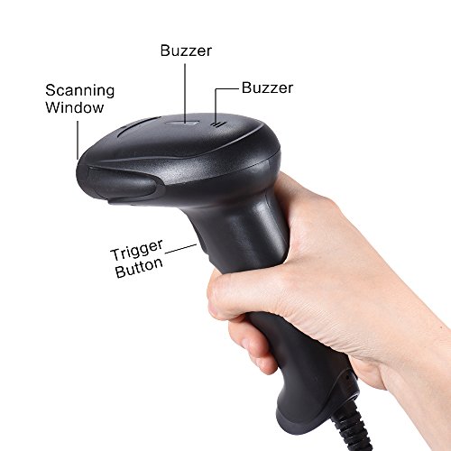 KKmoon Leitor de leitura de imagem de código de barras de código de barras QR com fio USB 1D 2D para
