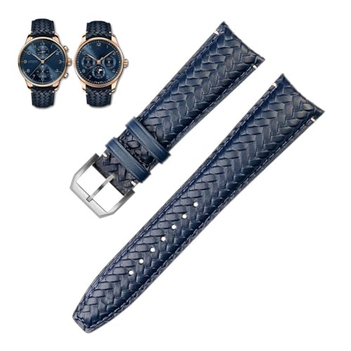 Bracelet montre cuir véritable bleu 22mm contre usure IW344205