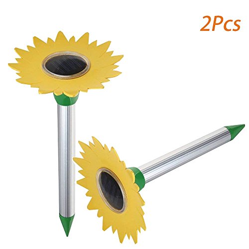 2 Pcs Solar Mole Repeller,Sunflower Ultrasonic Electronic Drive Away Mole Rat Deterrent Mouse Snake Insect Repellent Equipment For Outdoor Garden Yard,Effective Area Of About 800 Square Meters