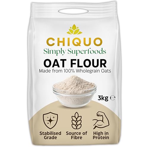 Chiquo Oat Flour 3kg - Premium Stabilised 100% Wholegrain Oats | High Protein & Fibre Low Fat | No Added Sugar | Vegan & Clean Eating Friendly | Perfect for Pancakes Baking Smoothies & Cooking