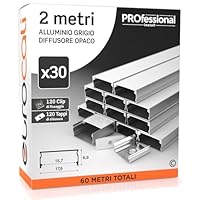 Profilo Alluminio Per Strisce LED - 6m (3 Pezzi Da 2m) - Copertura Opaca - Superficiale - Foto 7