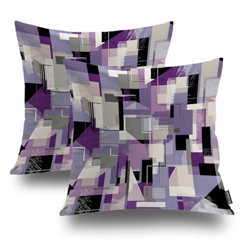 Housse de coussin design géométrique violet de qualité supérieure - 2