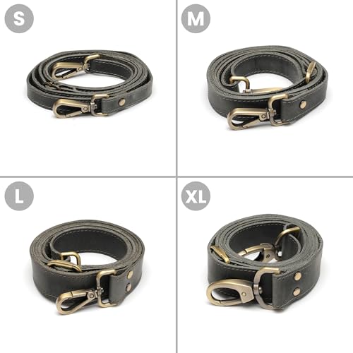 MayaCraft 100% Genuine Leather Purse Strap with Swivel Clasps for Purse Handbags Laptop Cases, Adjustable Length, Handmade, Small, Grey