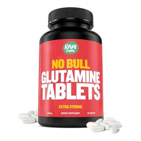 Raw Barrel - “No Bull” L-Glutamine Tablets, Pure L Glutamine Pills, Non GMO, L Glutamine Supplement, Naturally Vegan, Vegetarian Friendly and Gluten Free, 1000mg Cover