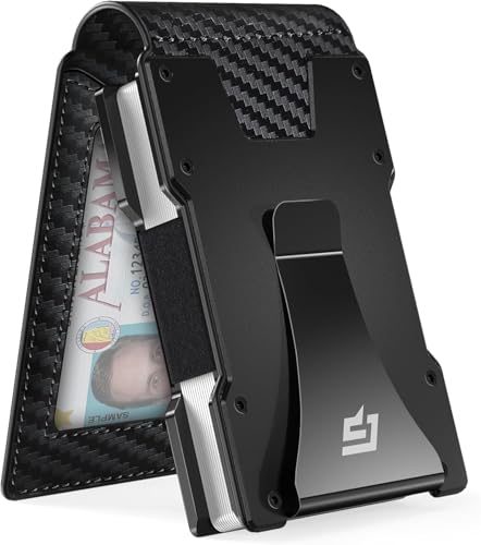 [ECOZATU] メンズ財布 マネークリップ付き 超薄型 フロントポケット対応 15枚収納 磁気フリップ式 金属製クレジットカードケース 男性へのギフトに最適