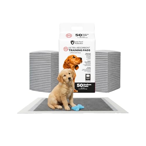 Image of FPN Puppy Pads for Dogs 50 Count Charcoal Small 18X24 Inch | Disposable Pee Pads for Puppies & Small Dogs | Designed as dog training pads, puppy pee pads, and pet training pads for everyday indoor use