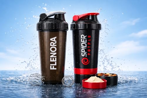 Image of Buy One Get One Free - Protein Shaker Bottle 700ml with Mixer Ball & Leakproof Lid | Gym, Sports & Fitness Shaker for Protein Shakes, Smoothies & Pre-Workout (Jet Black Combo)