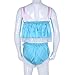 inlzdz Men's Sissy 2 Pieces Lingerie Set Ruffled Lace Crop Top Girly Skirted Panties Nightwear Sky Blue X-Large