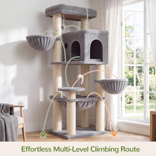 Image of Globlazer Cat Tree Tower with 12 Extra-Thick Full-Sisal Scratching Posts