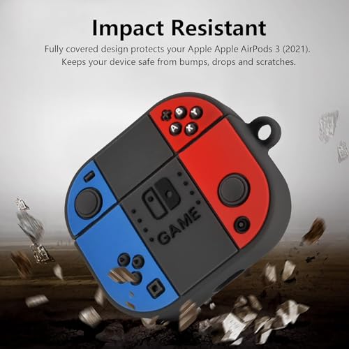 Image of Emoh Roced Case for AirPodS 4 (2024) with Keychain (ANC), Cute Cartoon Shockproof Protective Cover Compatible with Apple AirPods 4th Generation 2024 for Women and Boys (Nintendo)