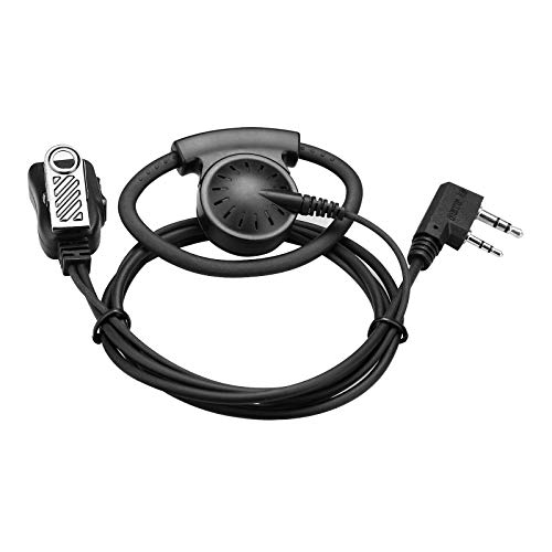 Retevis EEK012 Auriculares Ajustables en Forma de D con Micrófono PTT Compatibles con Kenwood Two Way Radio BAOFENG UV5R 888S Retevis RT24 RT27 Walkie Talkie Auriculares (1 Pieza)