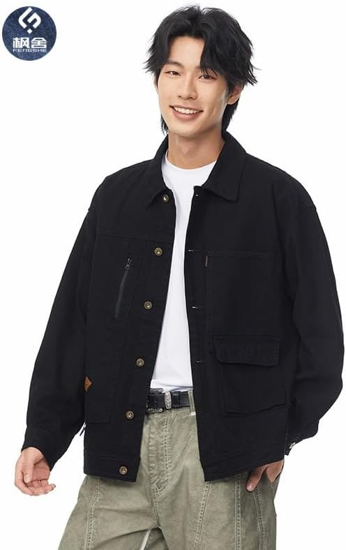 Men's Retro Workwear Jacket with Loose Fit