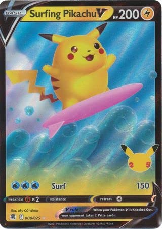 The Pokemon Company International Pokemon Tarjeta individual SURFING PIKACHU V 008/025 CELEBRATIONS, Multicolor