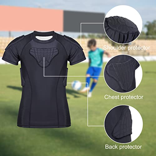 Tuoyr Youth Padded Football Shirt Chest Rib Protector Baseball Youth Padded Compression Shirt For Shoulder Heart Guard Sternum Protective Boys Kids Back Breathable Undershirt For Basketball Rugby #TOP3