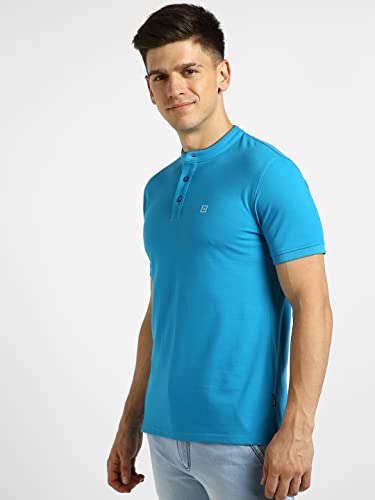 Image of Urbano Fashion Men's Solid Slim Fit Half Sleeve Cotton Polo T-Shirt with Mandarin Collar