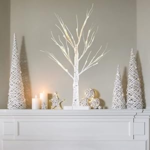 YEAHOME Valentines Day Decor, 2FT/24” Birch Tree Light with 24LT Warm White LEDs Battery Powered Timer, Christmas…