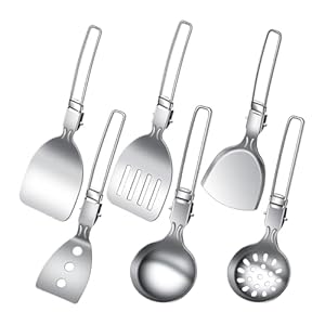 Camping-kookgerei set – 6-delige draagbare kookgereiset – met tas voor koken in de open lucht – frituren koken grillen reizen