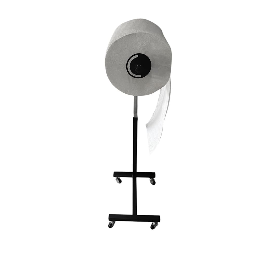 Porta Rotolo Industriale Regolabile in Altezza con Base su Ruote – Misure 36x31 cm, Altezza Variabile 70-115 cm, Ideale per Uso Professionale
