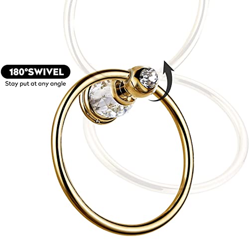 Moyokoy Gold Inlaid Crystal Large Diamond Towel Ring Ring Towel Rack Polished Flange Gold Bathroom Toilet #TOP5
