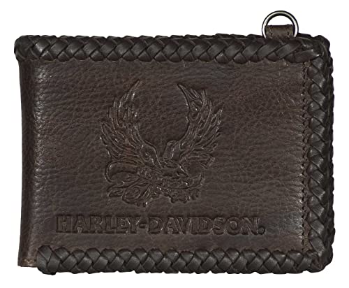 Harley-Davidson Men's Ride Free Bi-Fold Leather Wallet w/RFID Protection - Brown