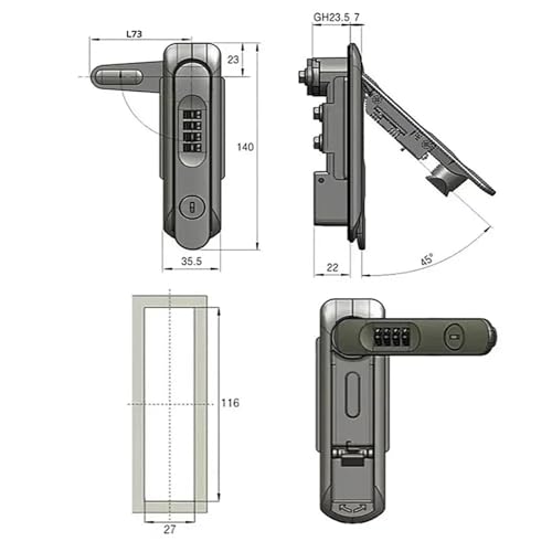 Serrure à compression pour armoire électrique MS-819 finition chrome haut de gamme