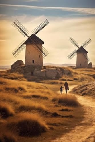 Póster de 70 x 110 cm: IA generativa: molino de torre tradicional antiguo en La Mancha, España (212338778)