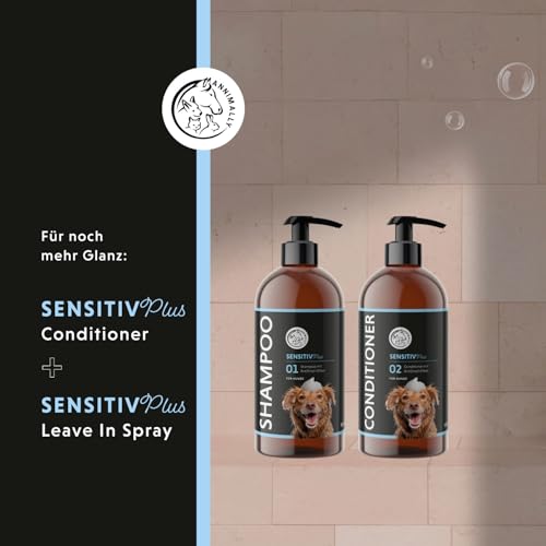 Annimally Sensitiv Plus Shampoo - Natürliches Hundeshampoo für Sensible Hunde & Welpen, Sanfte & ph-neutrale Reinigung mit Kokosöl, ohne Silikone, Parabene & künstliche Duftstoffe - 500 ml