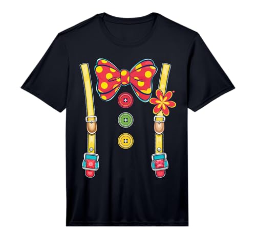 Mens Clown Bowtie Suspenders Floral Costume Clowning Performance T-Shirt