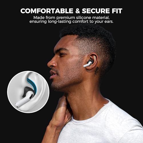 Image of AhaStyle Ear Hooks for AirPods 4th Generation (2024) Ear Covers Accessories | 3 Pairs S /M /L Added Storage Pouch, Anti Slip,Secure Fit, Comfortable Silicone Ear Tips Compatiable with Apple AirPods 4th Gen