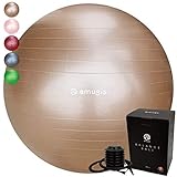 amugis アンチバーストバランスボール ヨガボール 65cm フットポンプ付き (mocha/モカ)