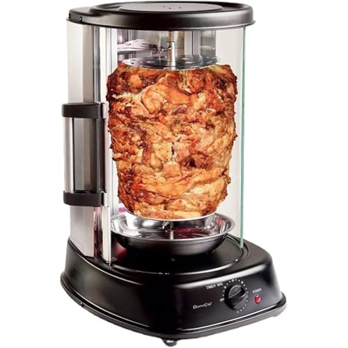 1380W Countertop Vertical Rotisserie Oven, 21L Electric Smokeless Rotating Grill Oven, Stainless Steel Roaster Kebob Rack Skewers, Sliding Glass Door Barbecue Machine for Skewers, Roasts, Fish