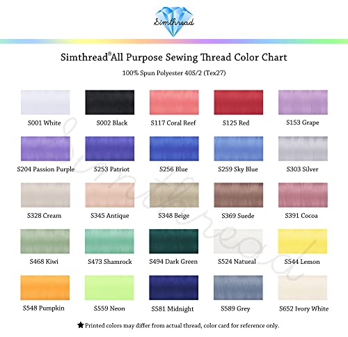 Simthread All Purpose Sewing Thread From 100% Spun Polyester For Serger, Overlock, Merrow, Quilting Sewing 4 Big Cones Of 5000M (5500 Yards) Each - 40S/2 1White + 1Black #TOP3
