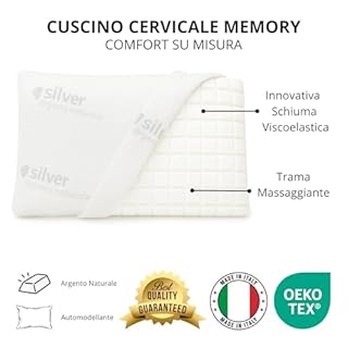 The Double Twenty Cuscino Antirussamento in Memory Foam | Alto 18cm | Antireflusso | Ergonomico e Traspirante | Supporto Ottimale per Collo e Cervicale | Fodera Ipoallergenica in Argento Naturale |