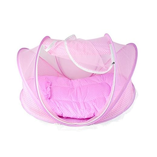 Kanggest Plegables Niños Tienda Cama Mosquitero con Una Alfombra de Algodón Mosquito Portátil para Cuna de Bebé Cama Viajar Playa Cámping (Rosado)
