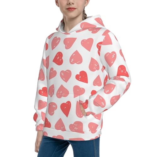 Pink Hearts1 Kid Hoodies Boys Sweatshirts Girls Pullover with Pocket2