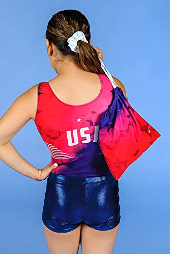 Destira Victorious Gymnastic Grip Bag, Soft Fabric Red And Blue Usa Drawstring Gym Bag #TOP2