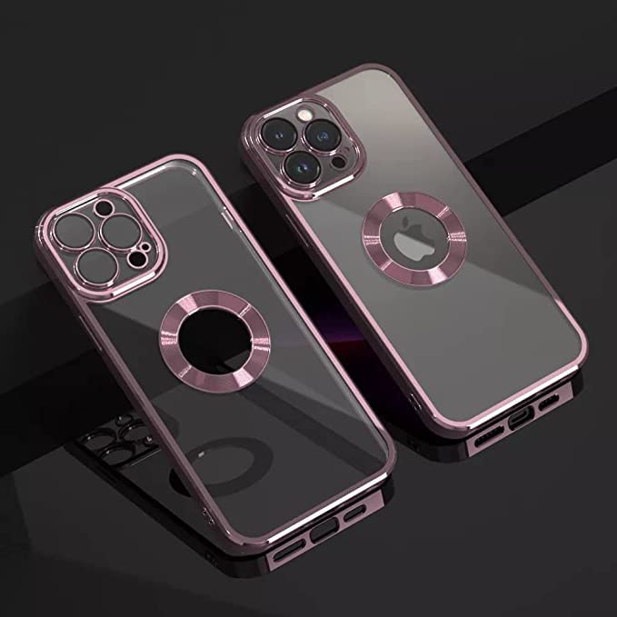 Image of MIDOS Silicone Back Cover Ring Logo Cut For Magsafe Compatible With iPhone 14 Plus Lens Protection Chrome Back Case Cover For-iPhone 14 Plus (2022) 6.7[Rose Gold ]