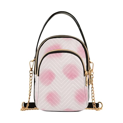 Pastel Blush Watercolor Textures Women Single Shoulder Purse Art Print Cell Phone Purse Chain Strap Quilted Zipper Designer Bowler Tote