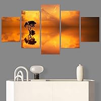 SIGNWIN 5 Panel Canvas Wall Art Modern Art Coastal Colorful Multicolor Photography Romantics Sunset for Home Decorations Ready to Hang - 60