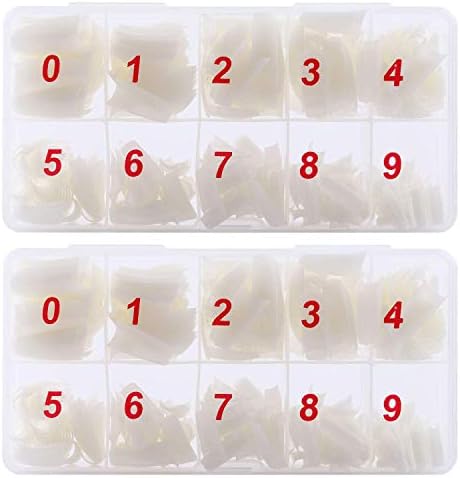 1000 Natural False Nails 10 Sizes Coffin Fake Nail French Acrylic Style Artificial Fake Art Nails Tips with Box for Women Girls Natural Color