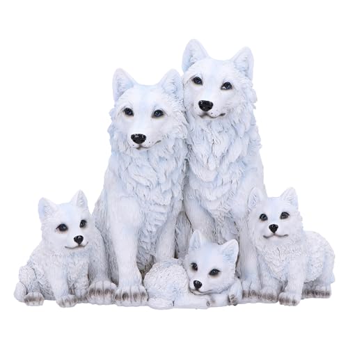 Statuetta di cuccioli protetti: immergiti nell'abbraccio commovente della figura della famiglia di lupi della collezione di valore di Nemesis Now