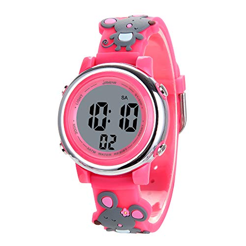Kids Watches 3D Cartoon Silicone Mouse Waterproof 7 LED Color Lights Toddler Digital Wrist Watch with Alarm Stopwatch for 3-10 Year Girls Little Child (Red)2