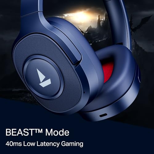 Image of Boat Rockerz Plus 550 ANC, (~40dB) Hybrid ANC, 80Hrs Playback, 40ms Low Latency Beast Mode, 40mm Drivers, BT v5.4, Bluetooth Headphones, Wireless Headphone with Mic (Bold Blue)