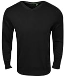IZOD Men's Fine Gauge Solid V-Neck Sweater, Black, X-Large