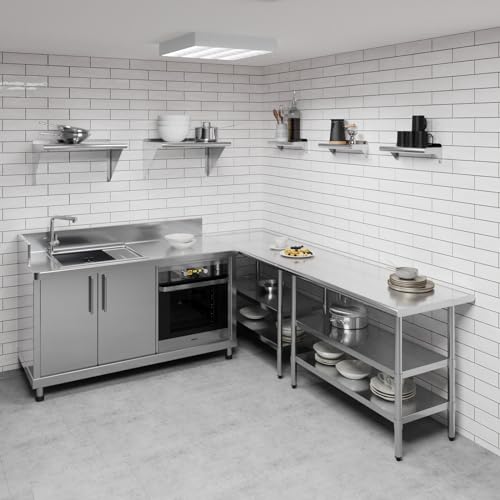 Image of AmGood 6 inch X 16 inch Stainless Steel Wall Shelf | Metal Shelving | Garage, Laundry, Storage, Utility Room | Restaurant, Commercial Kitchen | NSF