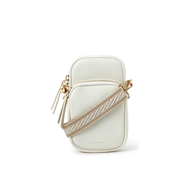 accessorize London Women's Cream Webbing Strap Phone Bag | Bags for Women | Ladies Purse Handbag I Phone Bag-picture-27